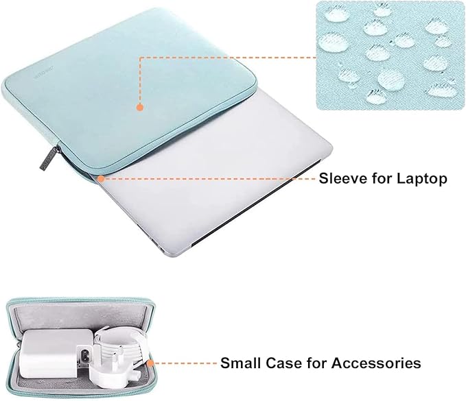 MOSISO Laptop Case 13 inch, 13 inch Laptop Sleeve Bag Compatible with MacBook Neo/Air M5 M4 M3 M2 M1 2026-2018 / Pro M2 M1 2026-2016, Neoprene Computer Sleeve Bag with Small Case, Mint Green