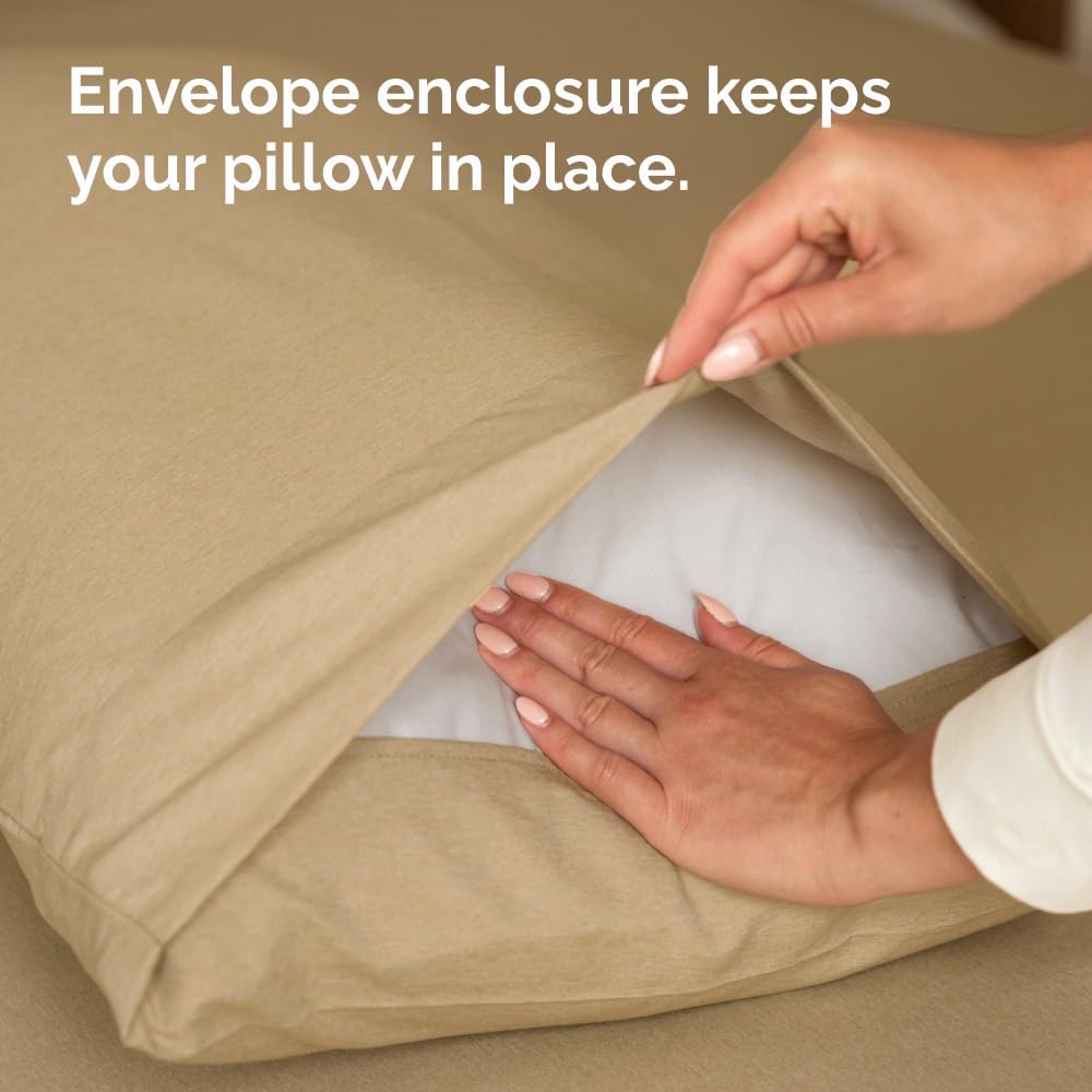 Skiennix Body Pillowcases Set of 4 | Soft, Breathable 20x54 Pillow Covers for Side Sleepers - Machine Washable, Fade-Free (Heathered Tan)