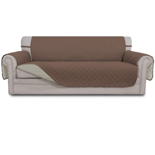 Easy-Going Reversible Oversized Couch Cover for 3 Cushion Couch Sofa Cover for Dogs Water Resistant Furniture Protector Cover with Foam Sticks for Pet (Oversized Sofa, Brown/Beige)