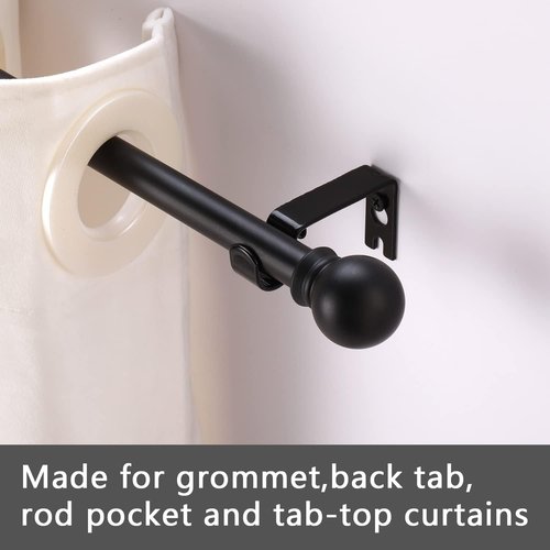 GXOACKJ Heavy Duty Curtain Rods - Decorative Matte Black | 66-120 Inch Adjustable Set with Brackets