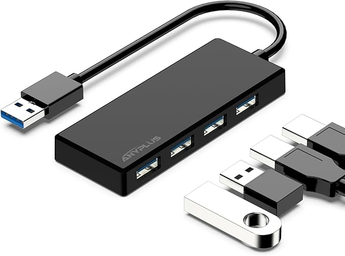 ANYPLUS USB 3.0 Hub, 4 Port USB Hub Splitter,Portable USB Adapter Mini Multiport Expander for Desktop, Laptop, Xbox, Flash Drive, HDD, Console, Printer, PC, Keyboards, HP, Dell