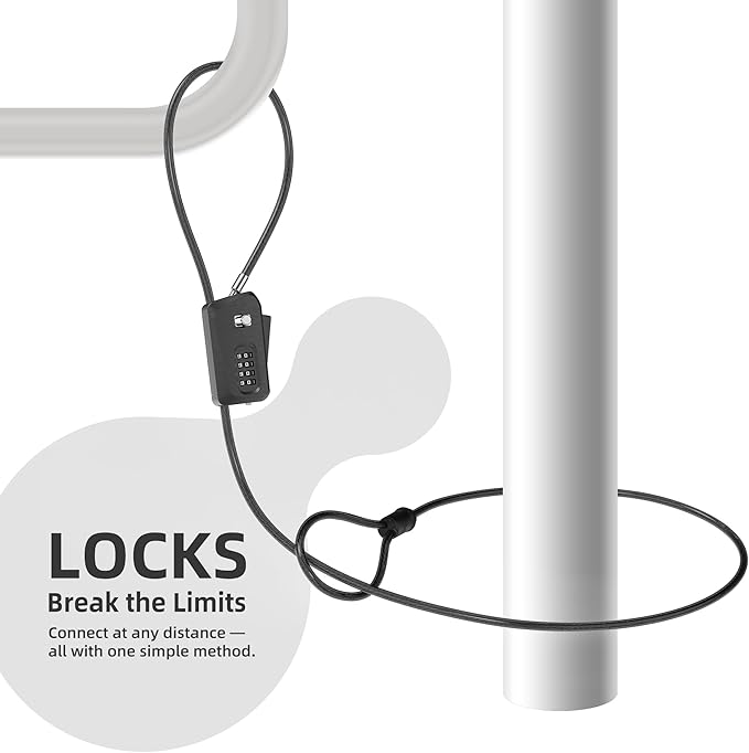UP Security 6ft Python Cable Lock for Bike, Bicycle, Electric Scooter, Trail Camera, 4 Digit Combination Lock Outdoor Use, Heavy Duty Anti Theft, Retractable Locking Cable for Trail Cam, eBike, Kayak