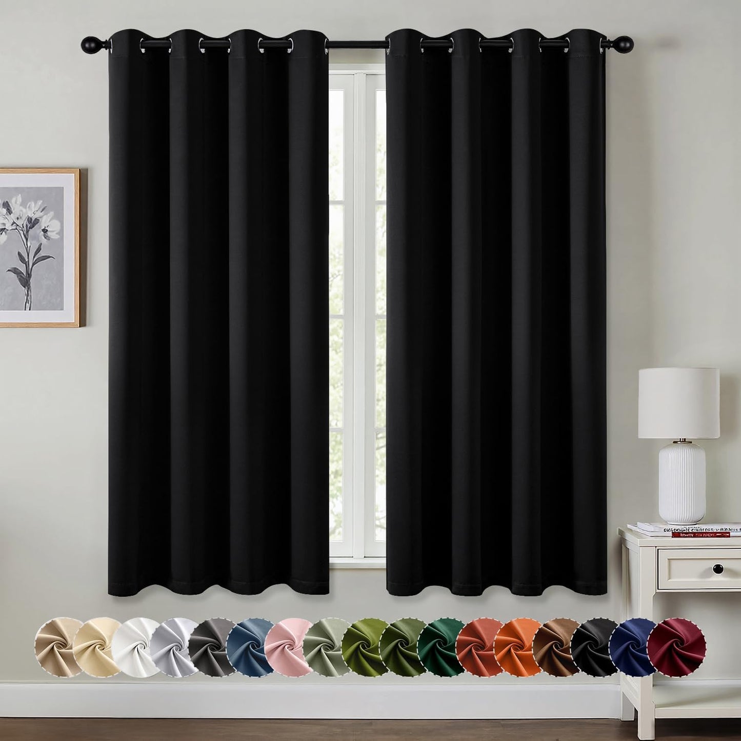 MIULEE Blackout Curtains - Thermal Insulated Room Darkening Drapes | 63-Inch Grommet Panels (2-Pack)