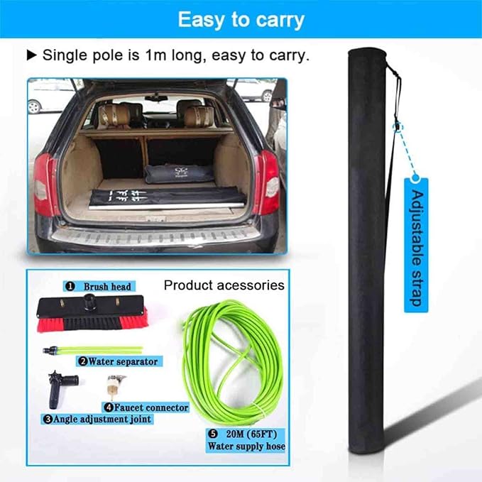 Photovoltaic Panel Cleaning Window Clean 5-12M Water Fed Telescopic Brush Extendable Cleaner Conservatory Roof Cleaning Tools 12M Rod 30Cm Brush Head,12M,50Cm Brush Head,11,50cm Brush Head
