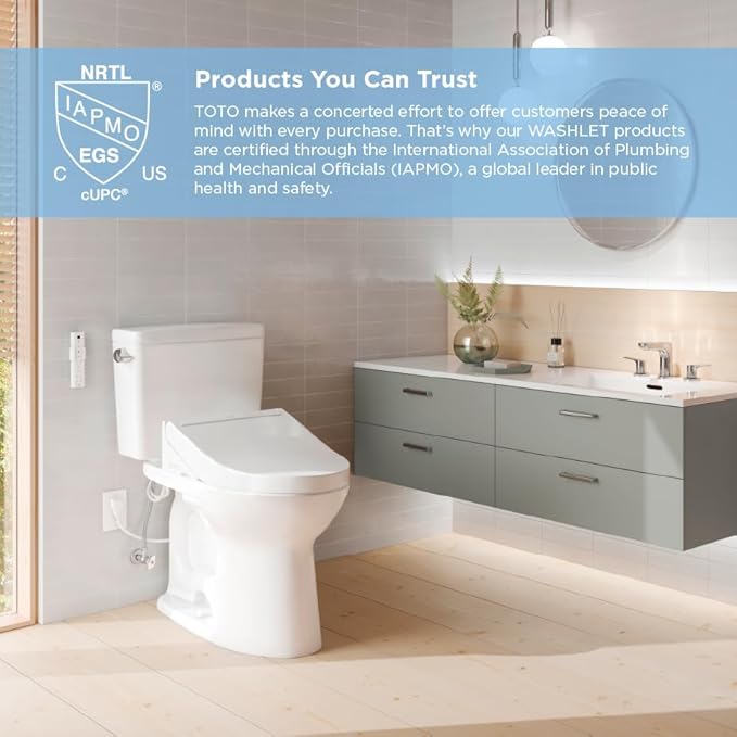 TOTOÂ® WASHLETÂ®+ S7A Electronic Bidet Toilet Seat with EWATER+Â® Bowl and Wand Cleaning, Auto Open and Close Contemporary Lid, Elongated, Cotton White - SW4736AT40#01
