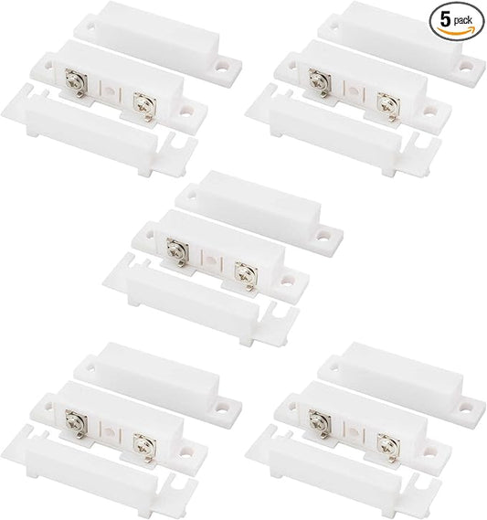 FOCMKEAS 5Pcs Magnetic Reed Switch Wired Surface Mount Normally Open NO Contact Sensor Alarm Magnetic Door Switch with 2 Wires, PVC, MC-31