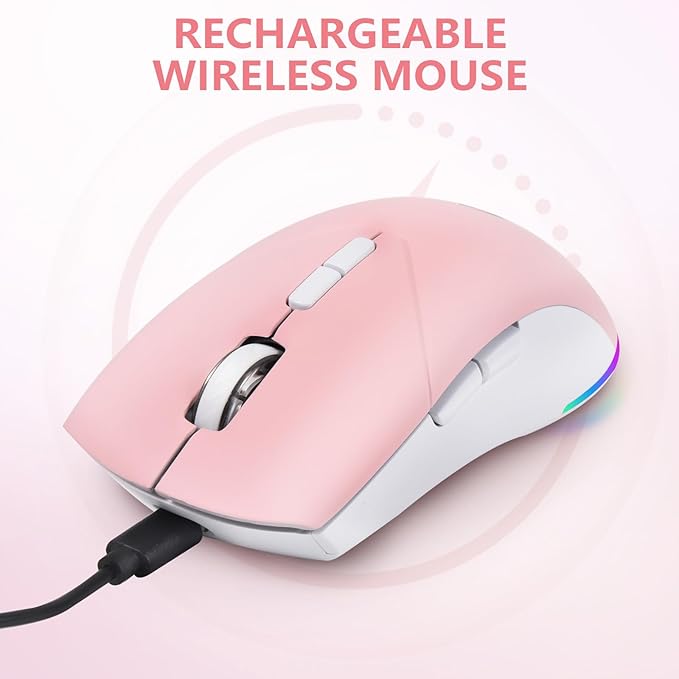Wireless Bluetooth Mouse, Rechargeable Mouse, LED Silent Dual Mode(Bluetooth 5.2 and 2.4G) Wireless Mouse for Laptop, PC, Mac，ipad，Wide Compatibility– RGB, Ergonomic, Portable,3-Level 1600 DPI.