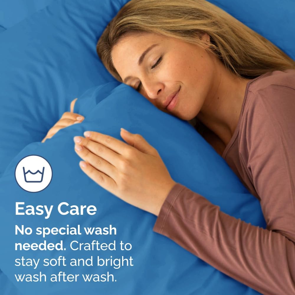 Regine Switzerland Queen Pillow Cases Set of 2 - Ultra Soft Hotel Quality - Wrinkle Free & Stain Resistant - Royal Blue