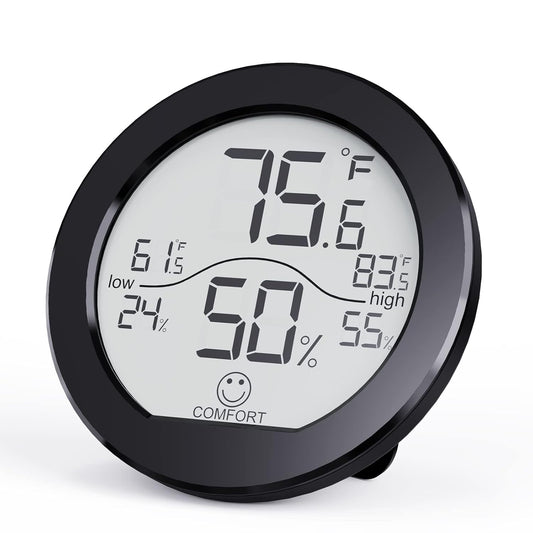 SECRUI Hygrometer Thermometer - Accurate Indoor Temperature & Humidity Meter | LCD Display, Black