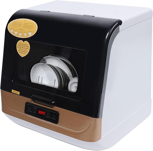 Portable Countertop Dishwasher, 800W 110V Compact Dishes Cleaner, 360° Rotation Flushing, 4-6 Sets Dishwashing Capacity, Low Noise Portable Dish Washer for Homes, Apartments, Dormitories