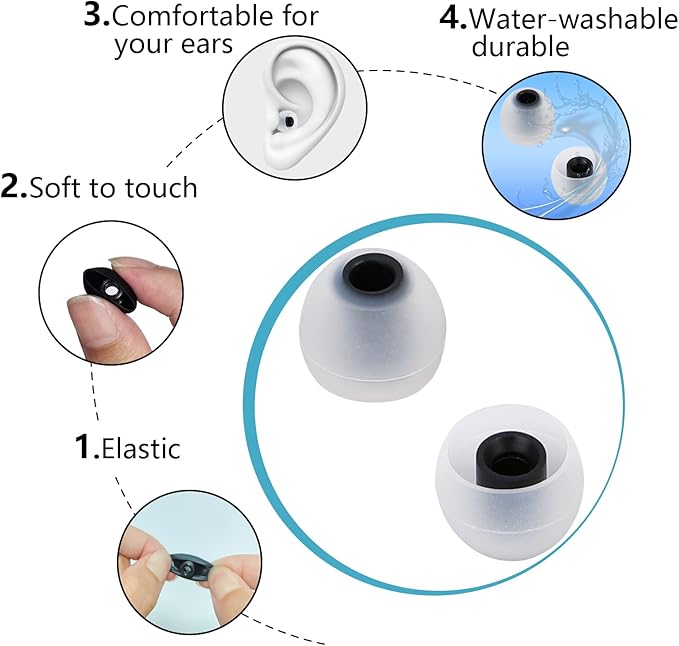 TSZYYM Earbud Tips Ear Bud Tips Soft Anti Slip Washable and Reusable Silicone Replacement Earbud Tips Fit Most in-Ear Earbuds(Inner Hole 3.8mm -5.1mm) 18pcs S M L