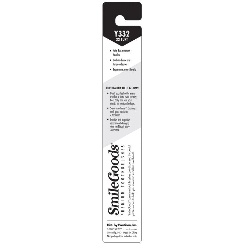 SmileGoods Y332 Youth Toothbrush, 33 Tuft, Soft Bristle, Individually Packaged Toothbrushes, Assorted Colors, Bulk Pack of 72