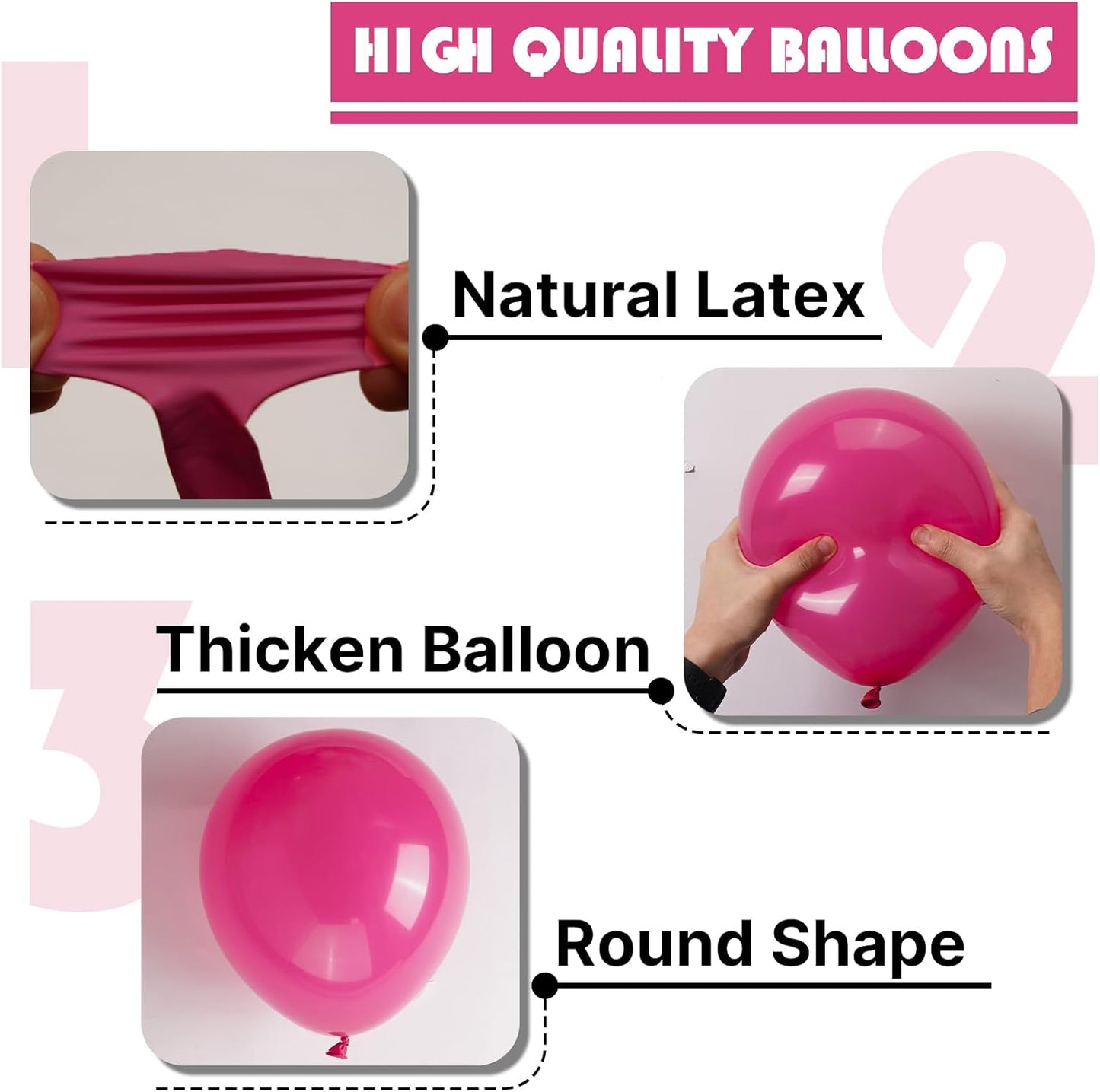 PartyWoo Hot Pink Balloon Arch Kit - 155 Pcs in Various Sizes for Baby Showers & Birthdays | Magenta Fuchsia