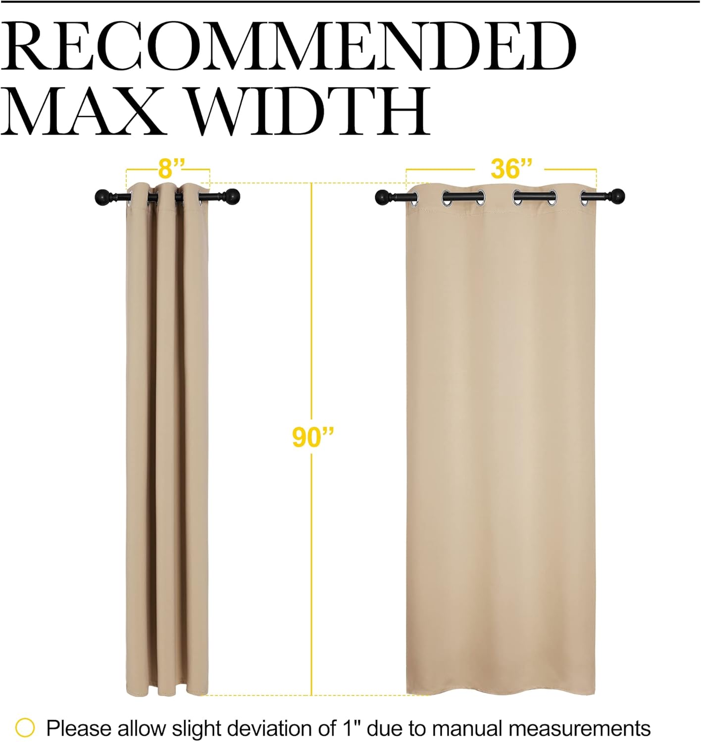 NICETOWN Room Darkening Grommet Panels - 90-Inch Baby Room Curtains in Biscotti Beige | Privacy Draperies (42-Inch Width, 1 Pair)