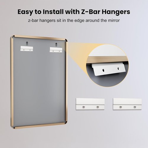 LOAAO Gold Bathroom Mirror - 40”X36” Rounded Rectangle Design | Brushed Gold Frame, Anti-Rust, Versatile Mounting
