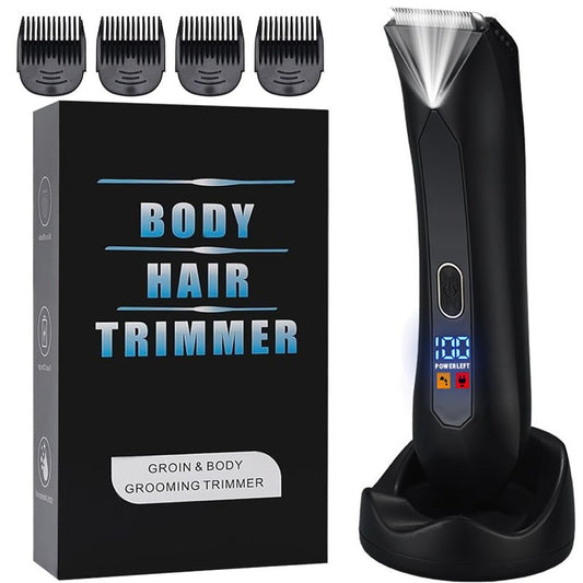 Sokadanch Men's Electric Body & Ball Hair Trimmer, 4-in-1 Ceramic Blade, Waterproof, Type C Charging, Black