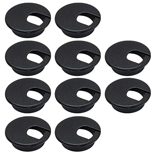 EASYEAH 10 Pcs Desk Grommet 2" / 50 mm, Desk Cord Hole Cover, Cable Grommet ABS Plastic, Desk Hole Grommet for Home & Office Pc, Detachable Cable Cord Organizer-Black