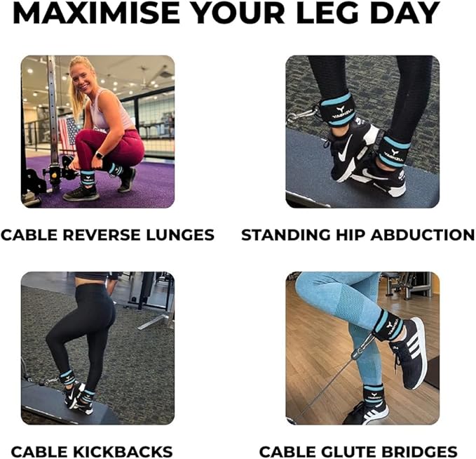 YAGHZU Ankle Straps for Cable Machines Women, Glute Kickback Cable Machine Attachments, Gym Ankle Cuffs, Wrist Cuffs for Workout, Leg Training Accessory, Fitness Gear for Home or Gym