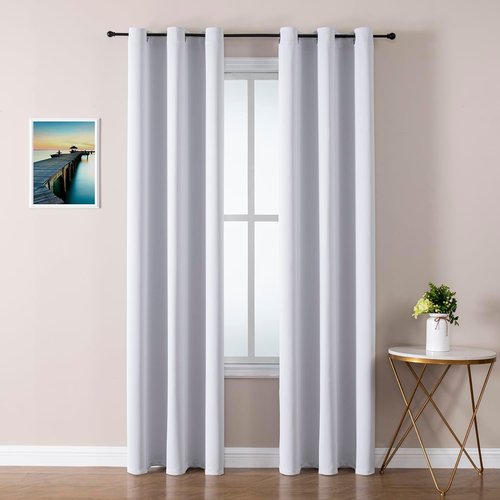 ChrisDowa Blackout Curtains - Thermal Insulated Room Darkening Grommet Panels | 72 Inches Long, Greyish White (2 Panels)