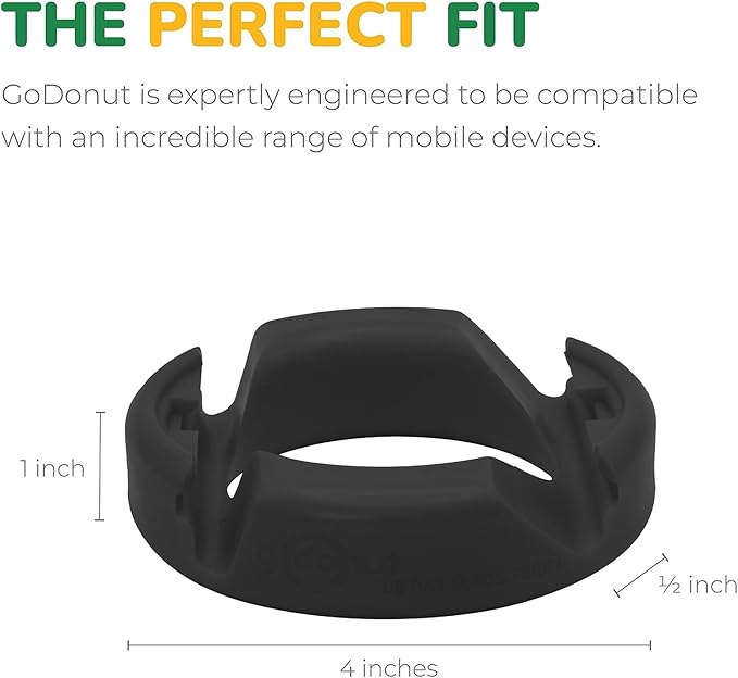 GoDonut Original – Smartphone and Tablet Stand – Compatible with Devices UP to 0.5" Thick Including Protective Cases - for use at Work, at Home, Travel and on-the-go – Black