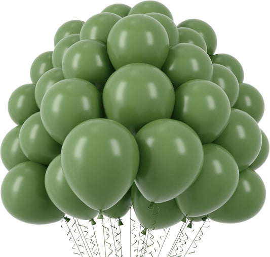 Voircoloria 110-Piece Sage Green Balloons - 12-Inch Olive Green Latex for Weddings, Graduations & Parties