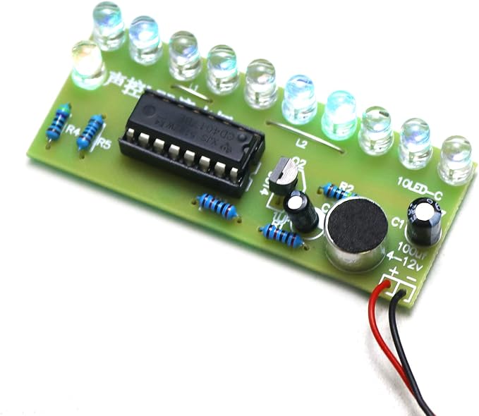YIDAB Soldering Practice Kit Sound-Activated LED Chaser Kit - DIY Soldering Project with 10 LEDs & Microphone Sensor (12V DC) for Electronics Beginners & STEM Education