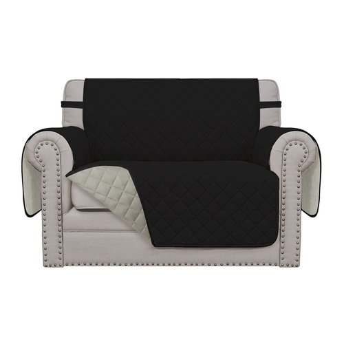 Easy-Going Oversized Chair Sofa Slipcover Reversible Sofa Cover Water Resistant Couch Cover Furniture Protector Cover with Elastic Straps for Pets Dog (Oversized Chair, Black/Beige)