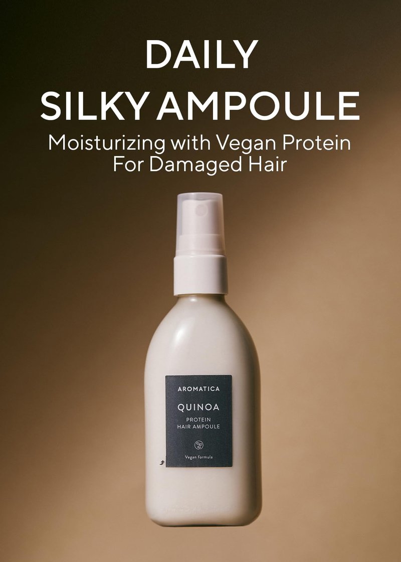 AROMATICA Quinoa Protein Hair Ampoule 3.38 fl. Oz - Vegan Protein Hair Growth Serum for Silky Hair | Nourishing Dry, Damaged Hair | Silicone Free