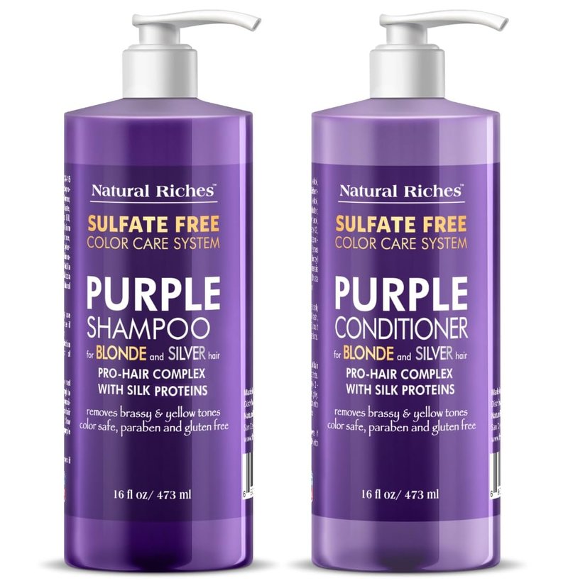 Purple Shampoo and Conditioner Set - Sulfate-Free, Color-Safe Formula for Blonde, Silver & Gray Hair | 16 fl oz Each