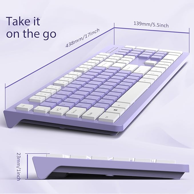 COLIKES Wired Keyboard, Ultra-Thin USB Wired Computer Keyboard, Low-Profile Keys, Spill-Resistant, Multimedia Keys, Compatible with Windows, Mac, Chrome, Linux, and Android-Purple