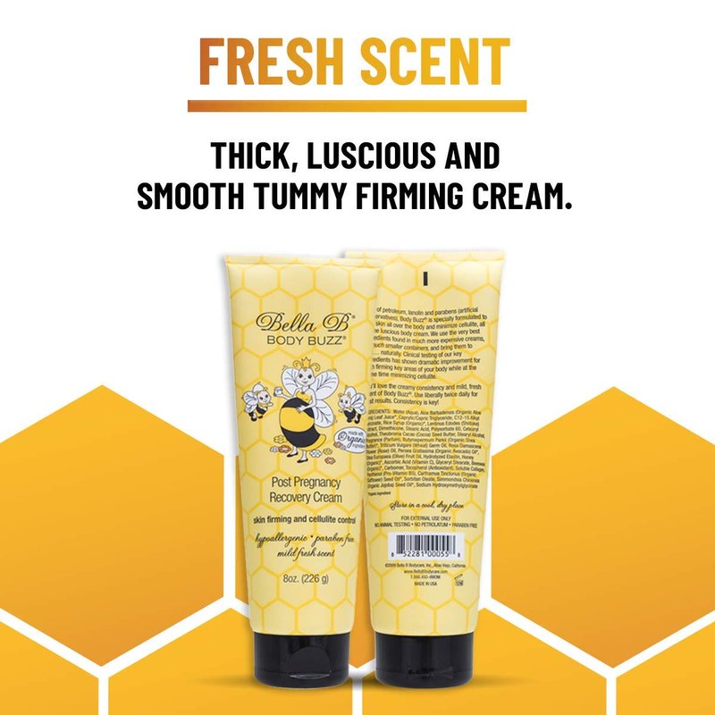 Bella B Bundle: Silk & Honey Body Cream 8oz and Body Buzz Post Pregnancy Recovery Cream 8oz and Tummy to Toes Leg & Foot Cream 6oz