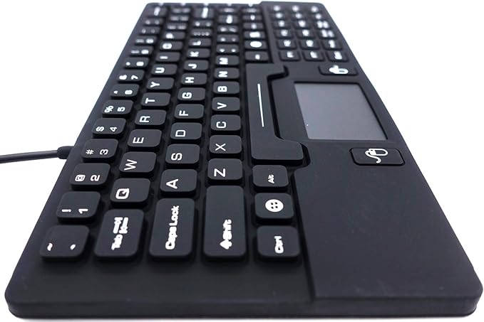 DSI IKB89 Industrial Ultra-Compact IP68 Waterproof Keyboard with Integrated Front Touchpad and Numeric Keypad, Disinfectable USB Keyboard for Medical and Industrial Workstations