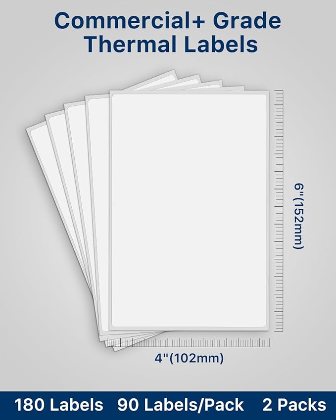 iEager 4x6 Thermal Labels, White Shipping Label Stickers, Commercial Grade Thermal Printer Label, 180 Labels/Pack