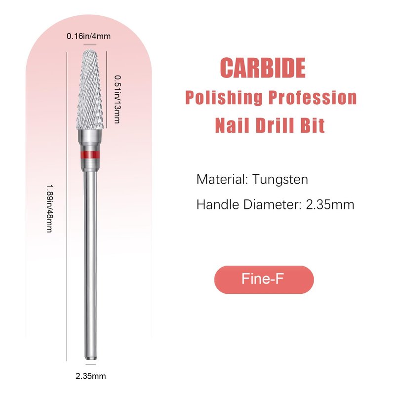 Tungsten Carbide Nail Bits - 3 Pcs Acrylic Nail Drill Set for Fast Gel Removal | 3/32" Size