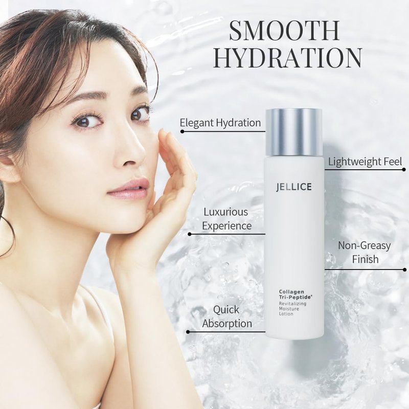 JELLICE Firming & Hydrating Collagen Lotion for Face & Neck – Lightweight Japanese Skincare with Tripeptides, Hyaluronic Acid & Niacinamide – Smooths, Tones & Softens – 4.06 fl oz