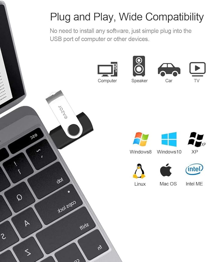 EAZOR 128GB 64 GB 4GB Flash Drive USB Flash Drive Thumb Drive 5 Pack 2 Pack 20 Pack USB Memory Stick USB Drives for Data Storage (64GB2.0 * 2Packs)