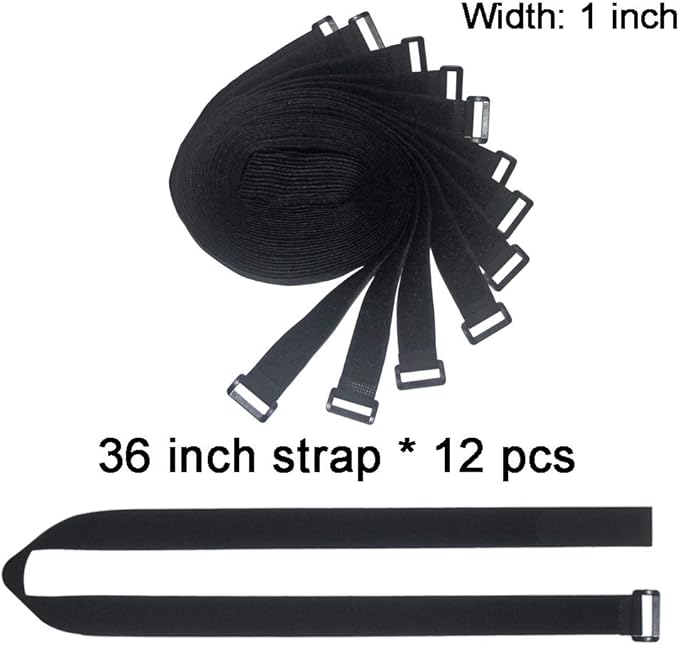 UONIKA 36 inch Cable Straps,12 pcs Reusable Fastening Hook and Loop Utility Cable Ties Down Wraps Adjustable Cinch Straps
