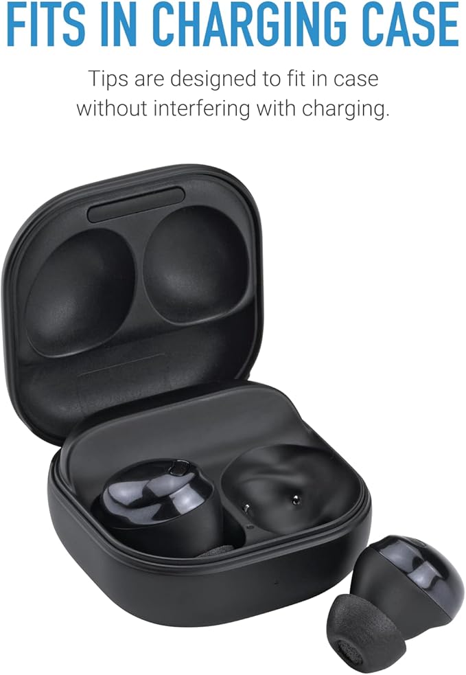 Comply Memory Foam Replacement Earbud Tips for Samsung Galaxy Buds Pro | Ultimate Comfort, Secure Fit, Superior Noise Isolation | Black, Medium (3 Pairs)