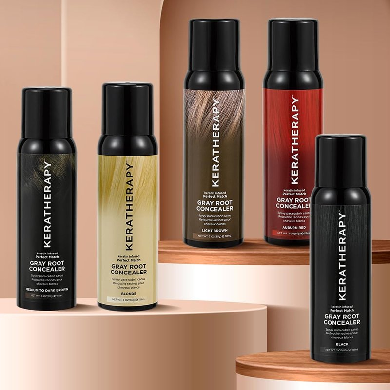 Keratherapy Keratin Infused Perfect Match Gray Root Concealer Spray, Dark Brown, 3 oz, 118 ml - Root Cover Up Spray to Hide Gray Roots - Keratin Therapy Hair Darkening & Temporary Scalp Concealer