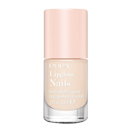Pupa Milano Lipgloss Nails Polish - Ultra-Glossy Finish - Semi-Transparent Polish - Fast-Drying, Toluene-Free Formula - 007 Ivory Cream - 0.15 oz