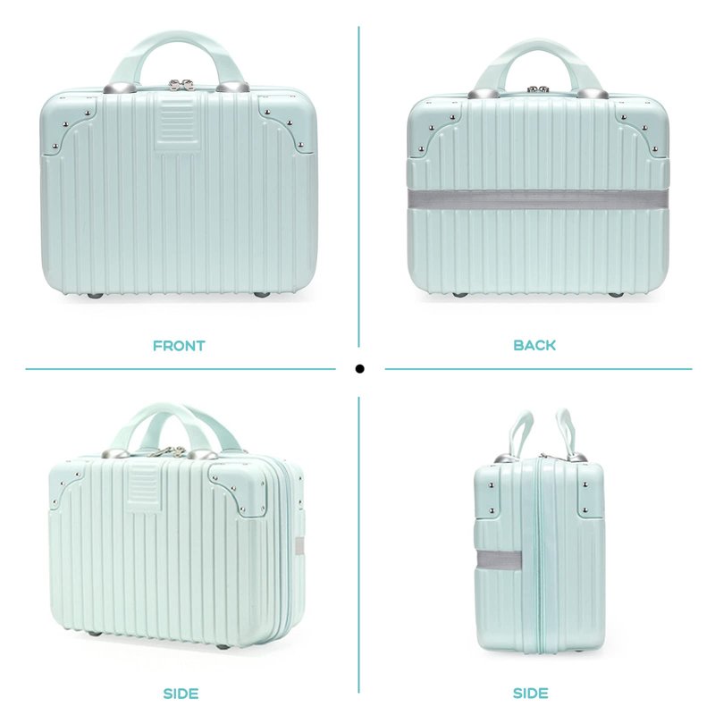 HAHONIA 14 Inch Makeup Travel for Women Girl,11L Hard Shell Vanity Cases with Elastic Band and Zipper, Portable Waterproof ABS Cosmetic Case for Travel