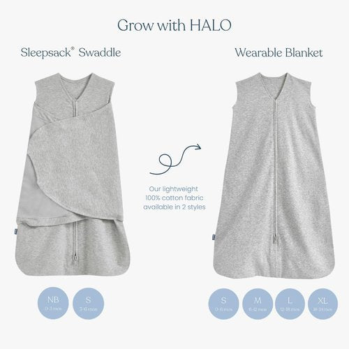 HALO 100% Cotton Sleepsack Swaddle, 3-Way Adjustable Wearable Blanket, TOG 1.5, Midnight Moons Pink, Small, 3-6 Months