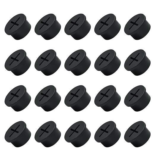 EASYEAH 20Pcs Desk Grommet, 3/4" (20mm) Black Silicone Cord Hole Cover, Flexible Rubber Wire Grommets, Wall Grommets for Cables Management, Table, Countertop, Cabinets and Furnitures Wire Organizer