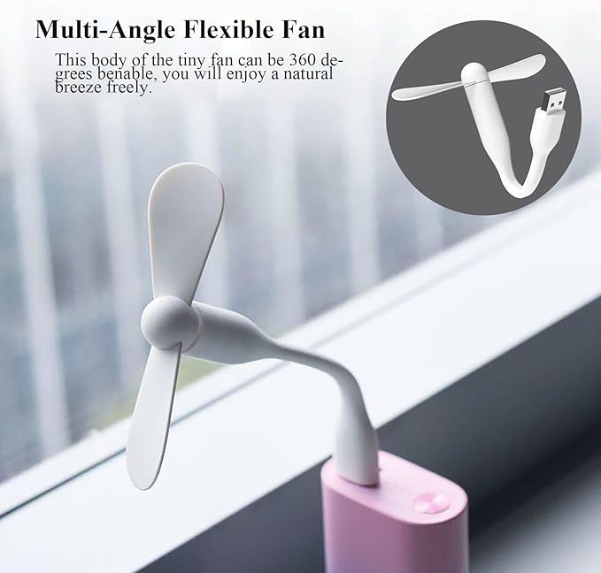 Soseelnee Mini USB Fan, Portable Pocket Fan USB-A Powered Little Cooler, Quiet Operation, for Home Office Car Outdoor Travel- 4 Pack (2 Black+ 2 White)