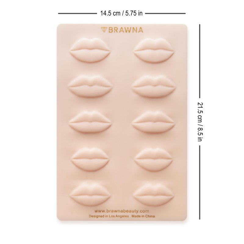 BRAWNA [ 3 Pack ] 3D Lip PMU Practice Skin - Soft Silicone Lip Blush Practice Skin with Human Skin - Like Texture - 10 Lip Shapes - Lip Tattoo Practice Skin – PMU Supplies