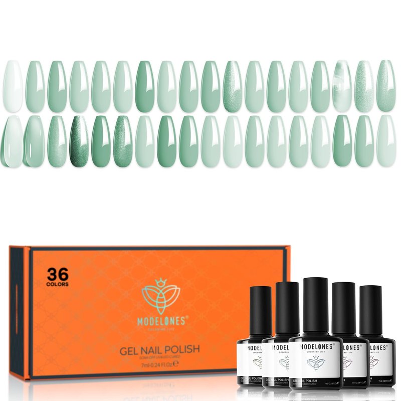 Modelones Gel Nail Polish Kit - 40Pcs Macaron Colors with 4 Base & Top Coats | Matte & Glossy Finish
