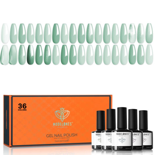 Modelones Gel Nail Polish Kit - 40Pcs Macaron Colors with 4 Base & Top Coats | Matte & Glossy Finish