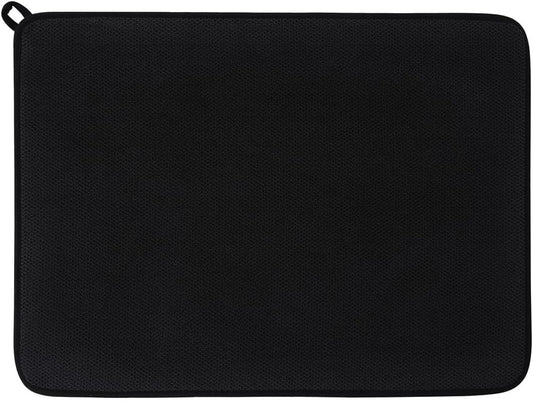 Microfiber Dish Drying Mat by Skiennix - Ultra-Absorbent Kitchen Counter Pad, Large Black 15"x20" (50x38cm)