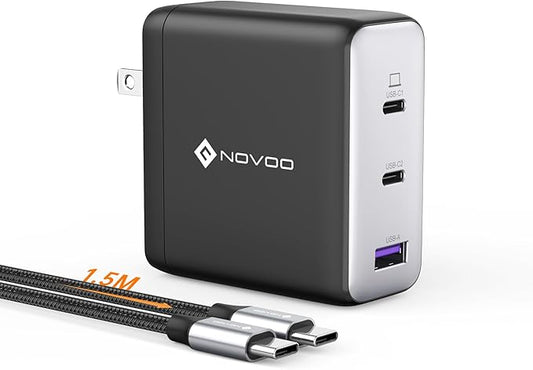 100W USB C Charger, 120W MacBook Pro Charger, 3-Port GaN Fast Charger with PD3.0, PPS, for MacBook pro & Air, ipad Air, iPhone 15, iPad, Laptops and All USB C Device