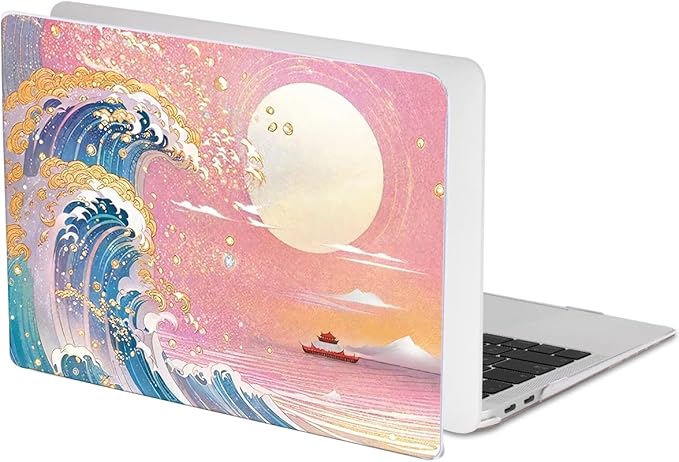 LCMOCICO for MacBook Pro 13-inch Case 2022 2021 2020-2016 Release M2 M1 Chip A2338 A2251 A2289 A2159 A1989 A1706, Pattern Plastic Hard Shell Keyboard Cover Screen Film Webcam Cover, Sunset Glow Waves